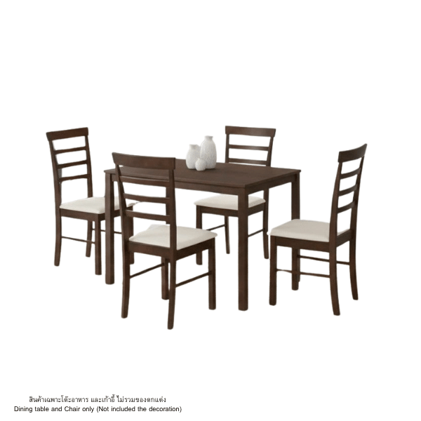 ชุดโต๊ะอาหารไม้ 4 ที่นั่ง WISDOM DESIGN FURNITURE รุ่น HANA 110 ซม. สีวอลนัท_0